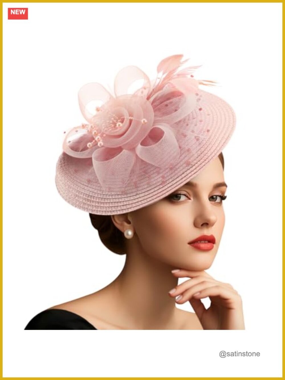 Women Fascinator Hat Flower Mesh Headband & Clip Derby Tea Party